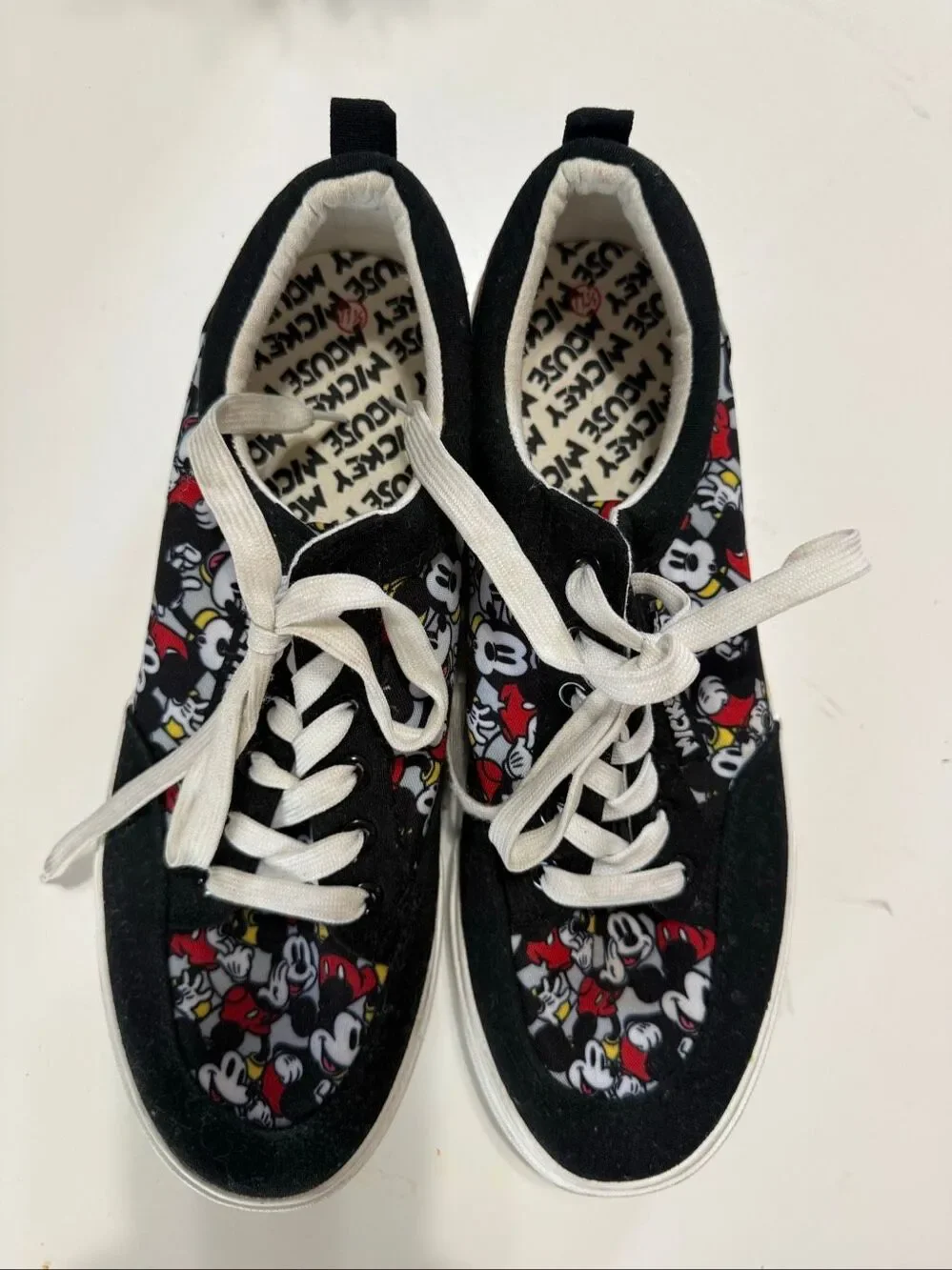 Disney Ground Up Mickey Mouse Print Mens Low Top Canvas Sneakers Black Size 11.5